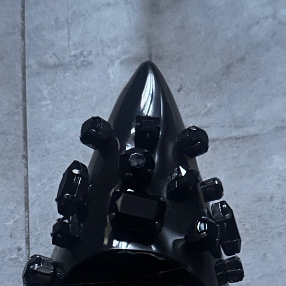 Good American Elegant Black Studded Women's Pump Heels - Picture 8 of 10